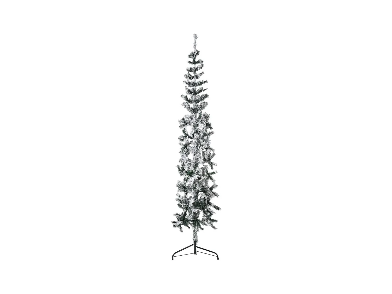 Demi sapin de Noël artificiel mince avec neige floquée 210 cm