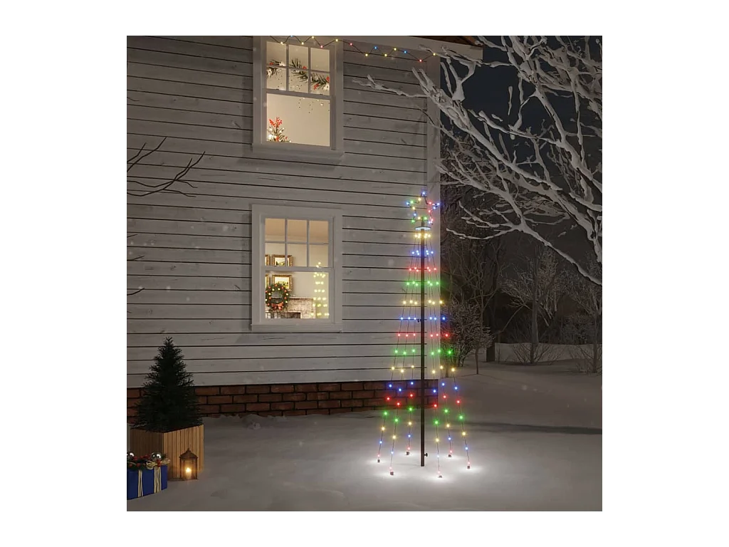 Sapin de Noël avec piquet Coloré 108 LED 180 cm