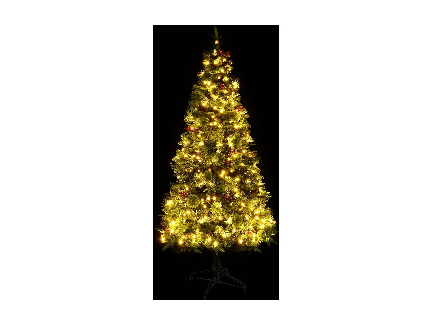 Sapin de Noël pré-éclairé et pommes de pin vert 225cm PVC et PE