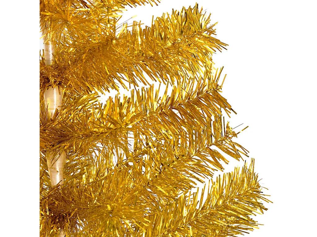 Árbol de Navidad preiluminado con luces y bolas dorado 120 cm