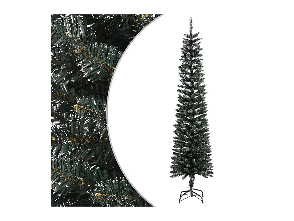 Árbol Navidad artificial estrecho con soporte PVC verde 240 cm