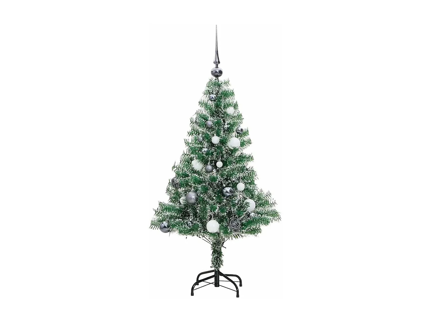 Sapin de Noël artificiel 150 LED&boules&neige floquée 120 cm
