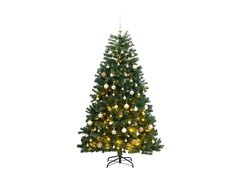 Sapin de Noël artificiel articulé 300 LED et boules 180 cm
