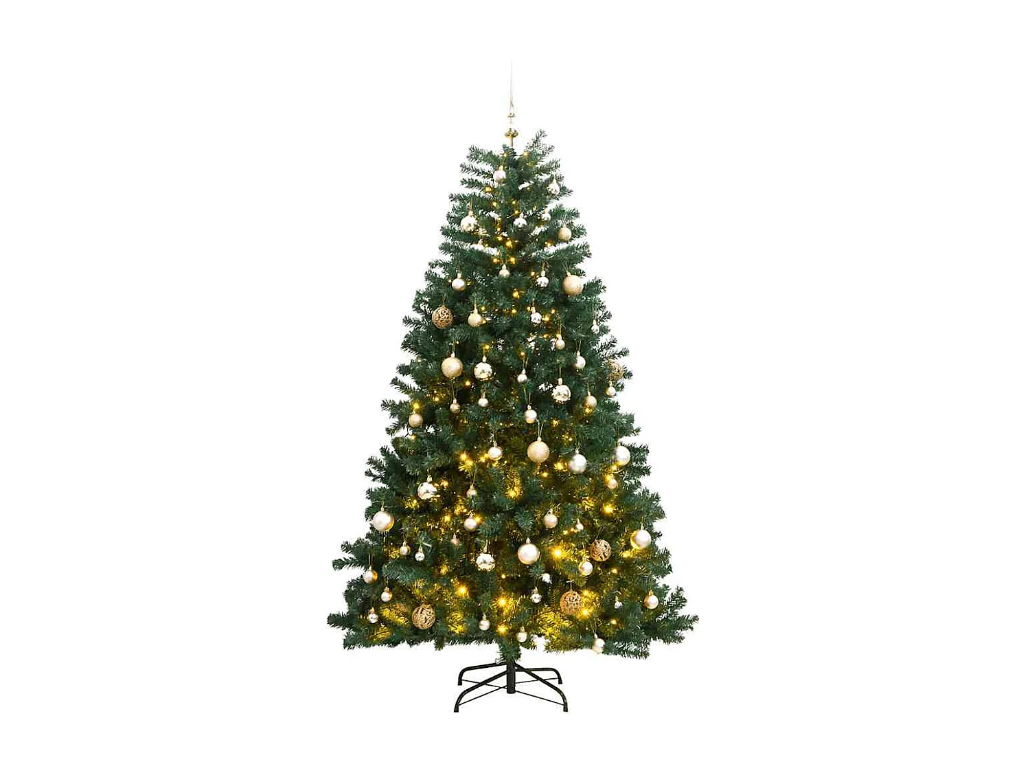 Sapin de Noël artificiel articulé 300 LED et boules 180 cm