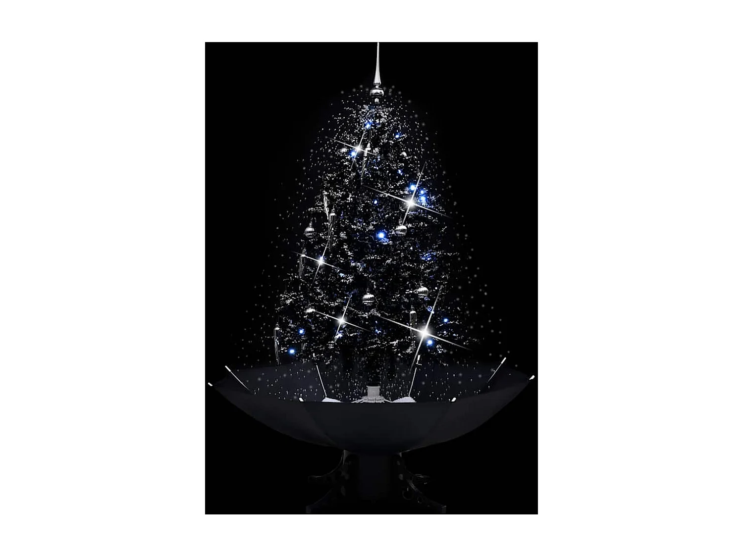 Arbre de Noël neigeux avec base de parapluie Noir 140 cm PVC