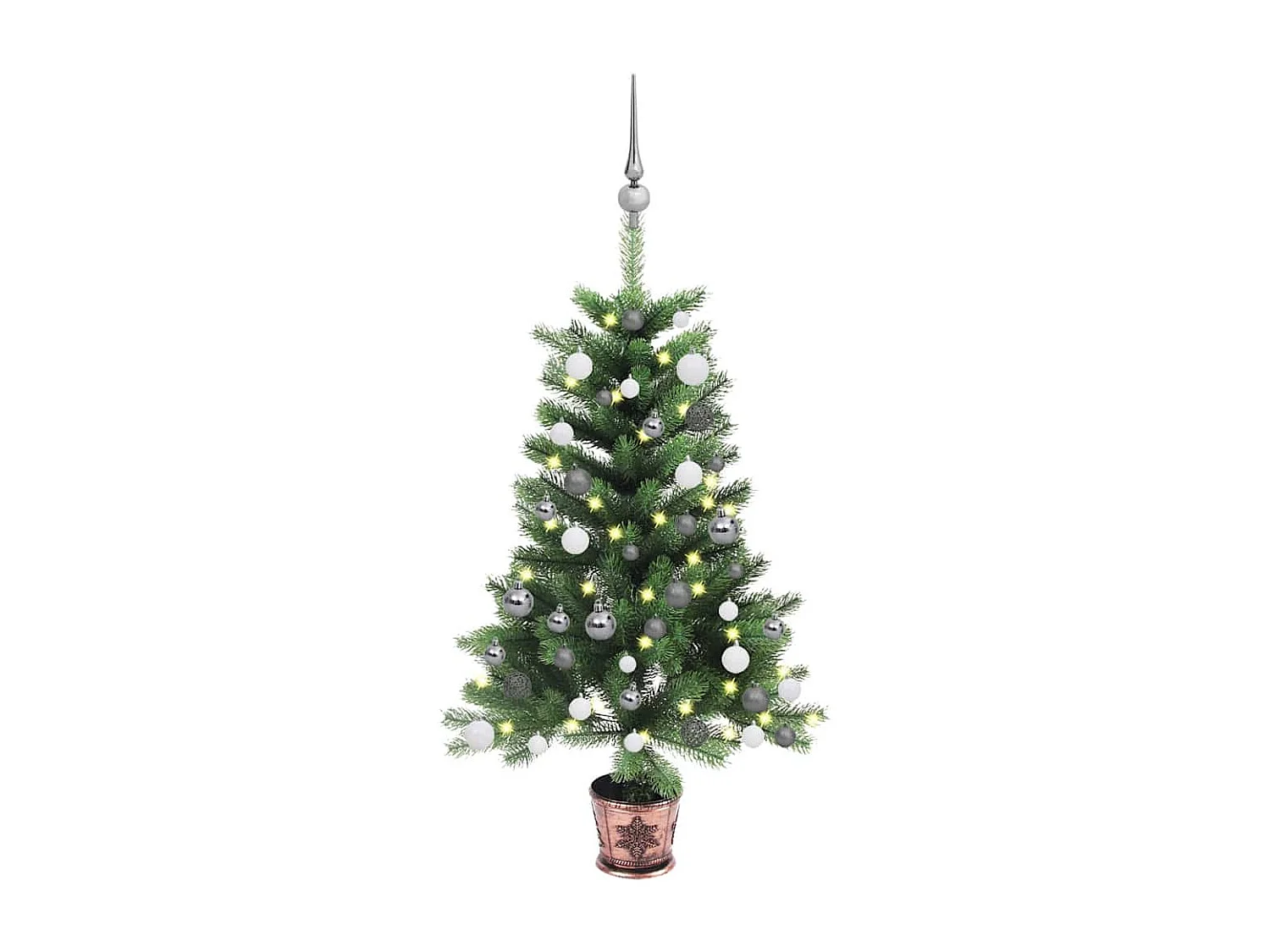 Arbre de Noël artificiel pré-éclairé et boules 90 cm vert