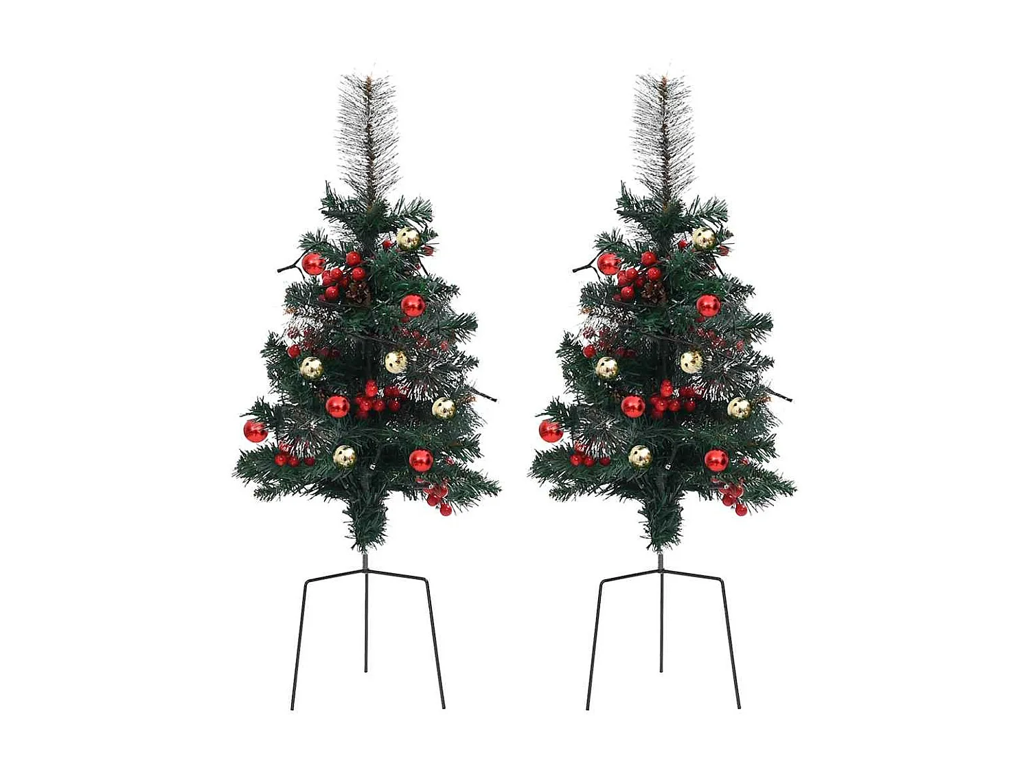 Árboles de Navidad de camino con luces 2 unidades PVC 76 cm