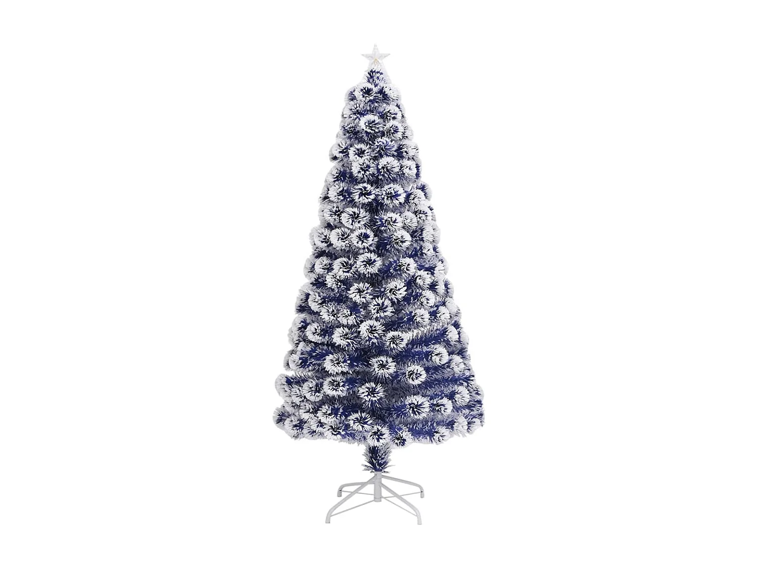 Kunstkerstboom met verlichting 120 cm glasvezel wit en blauw