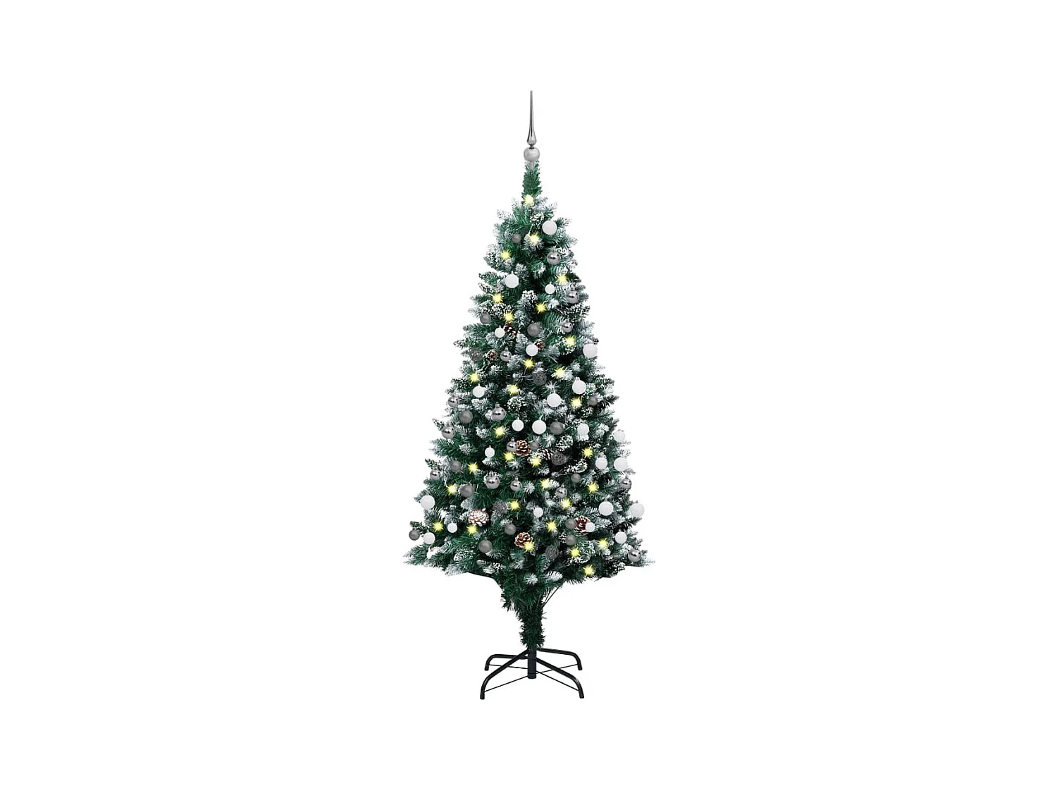 Arbre de Noël artificiel LED et boules et pommes de pin 180 cm