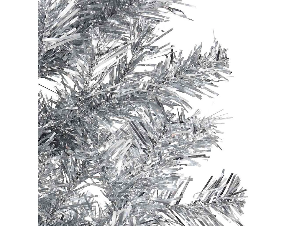Demi sapin de Noël artificiel mince avec support Argenté 120 cm