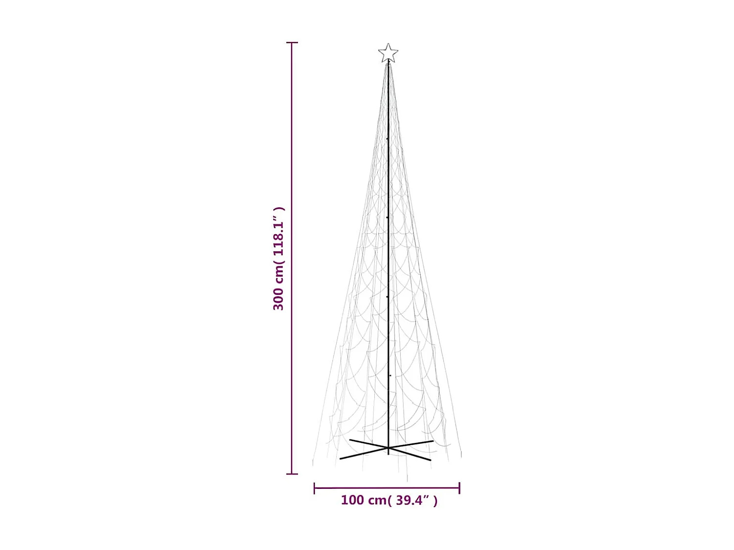 Kegelkerstboom 3000 LED's koudwit 230x800 cm