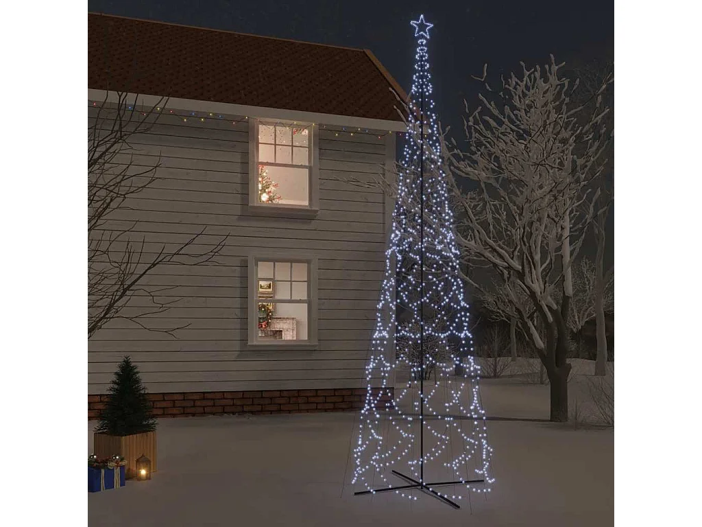 Árvore de Natal em cone 3000 luzes LED 230x800 cm branco frio