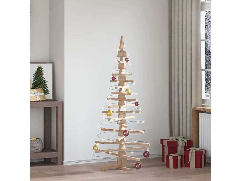 Sapin de Noël en bois pour décoration 150 cm Bois de pin massif