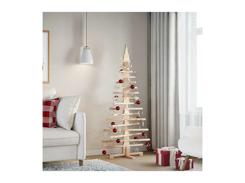 Arbre de Noël en bois pour décoration 150 cm bois massif de pin
