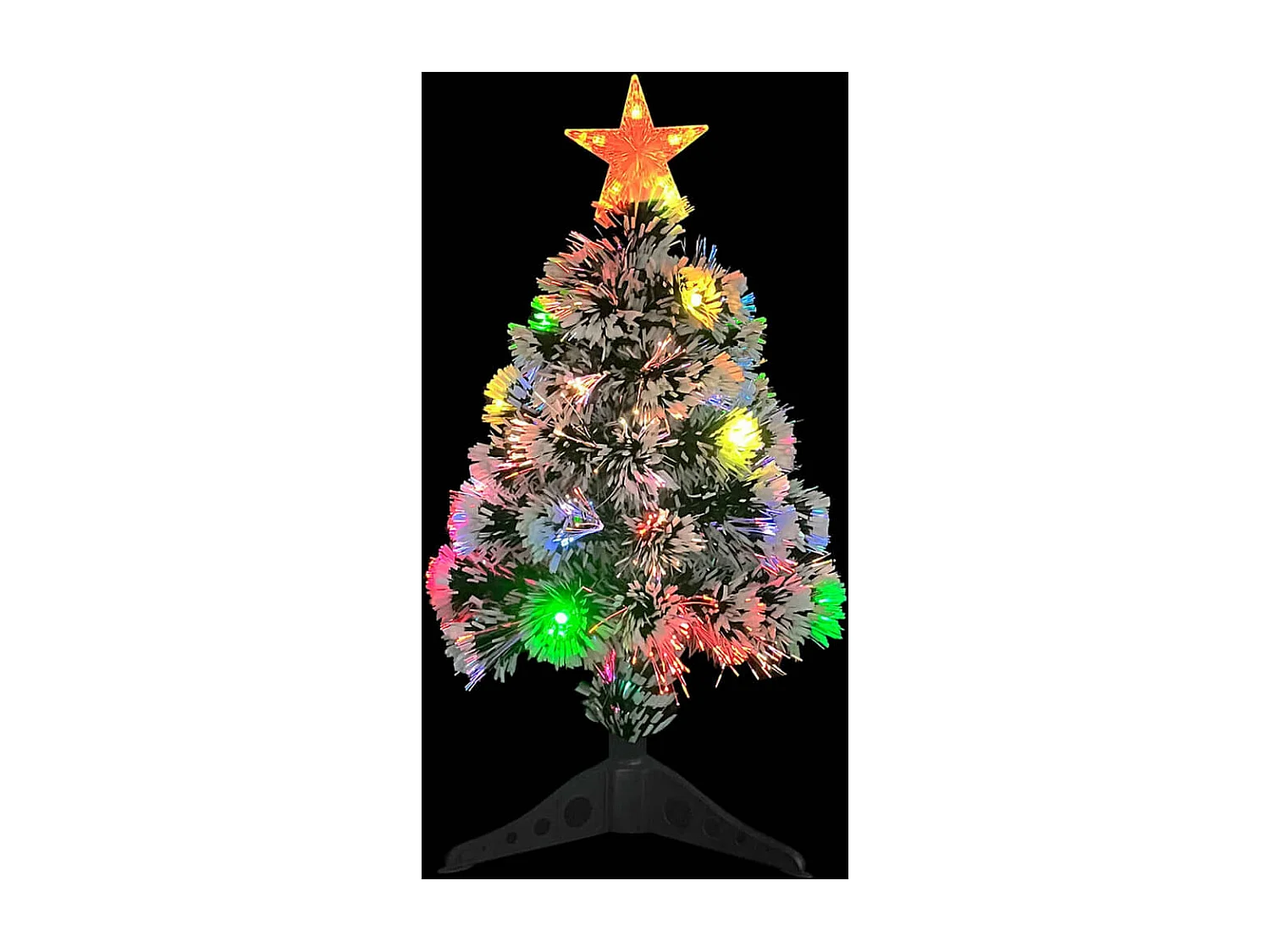 Árbol de Navidad con luces fibra óptica blanco y azul 64 cm
