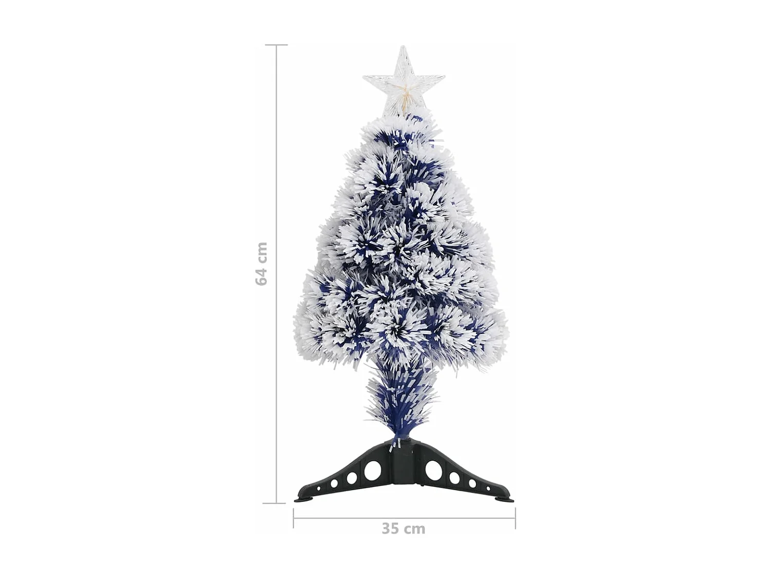 Árbol de Navidad con luces fibra óptica blanco y azul 64 cm