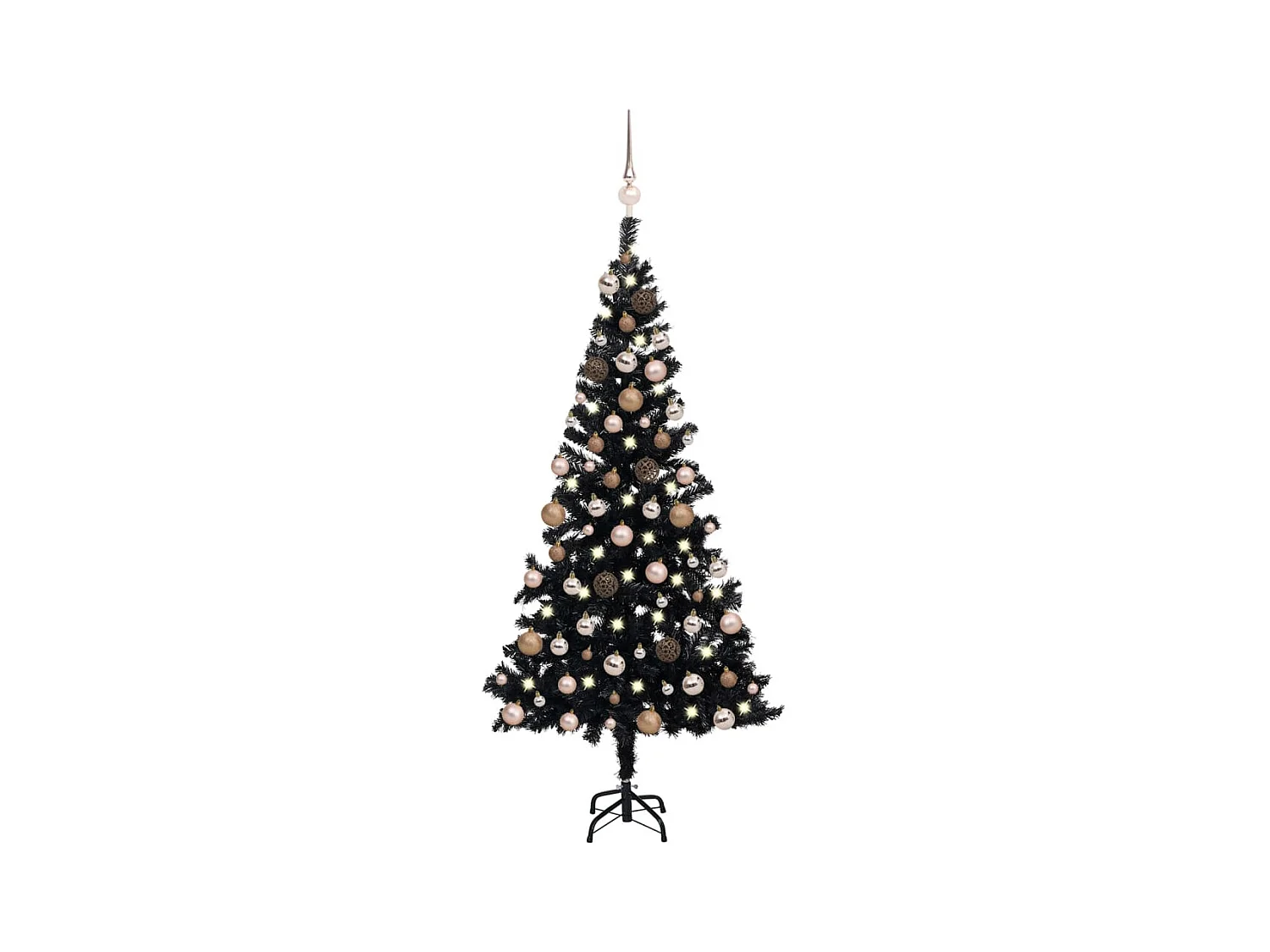 Arbre de Noël artificiel avec LED et boules Noir 150 cm PVC