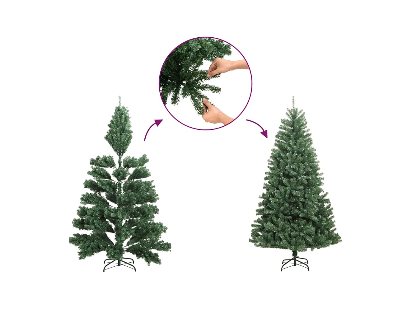 Sapin de Noël artificiel à charnières avec support vert 150 cm