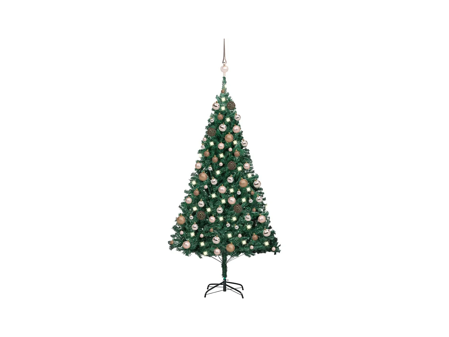 Arbre de Noël artificiel avec LED et boules Vert 180 cm PVC