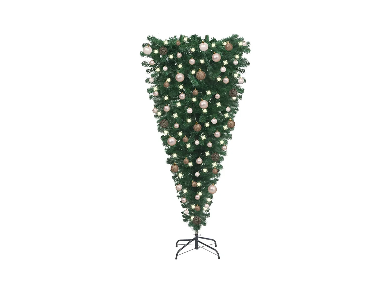 Kunstkerstboom met verlichting en ballen ondersteboven 180 cm