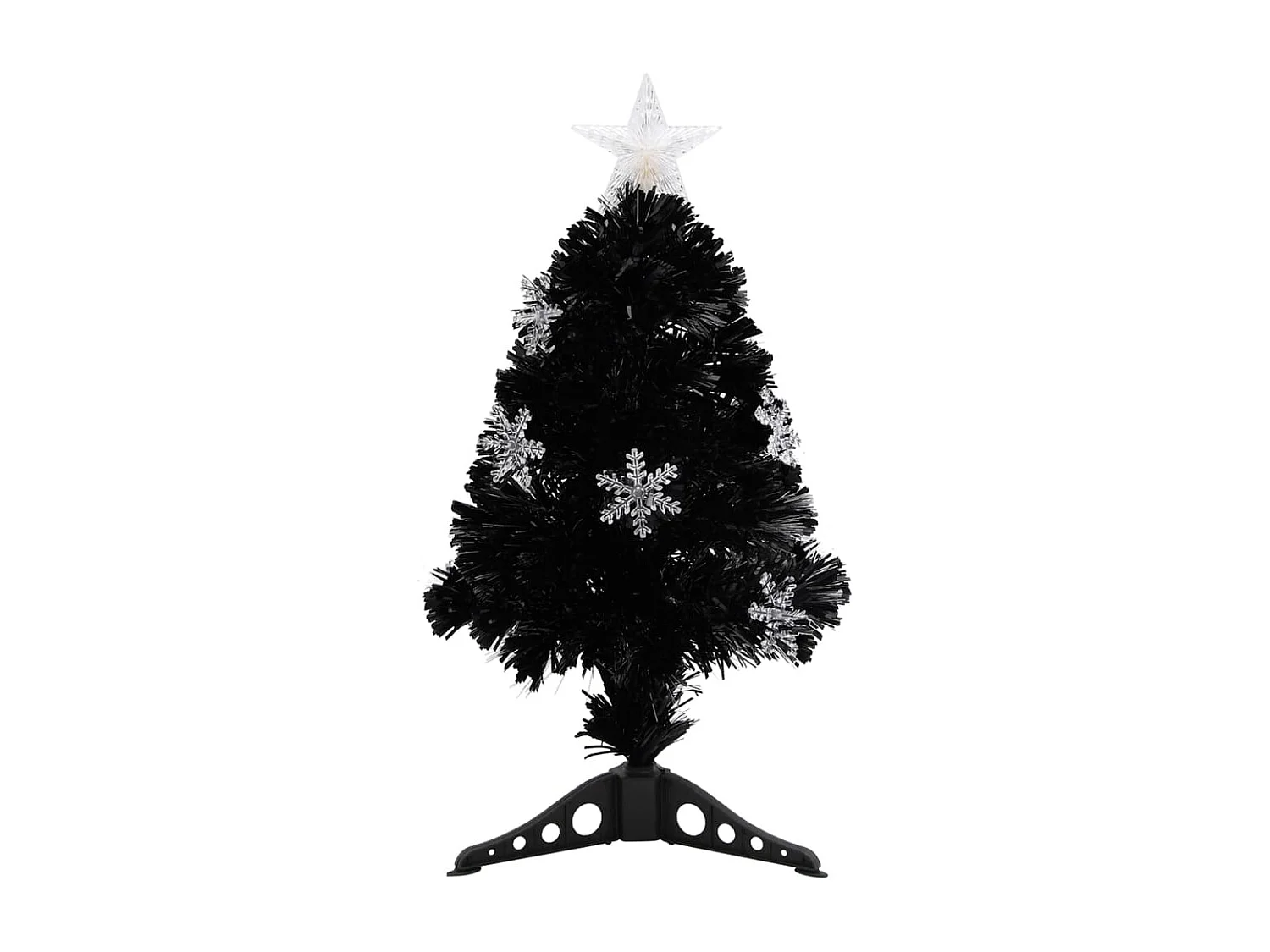 Sapin de Noël et flocons de neige LED Noir 64 cm Fibre optique
