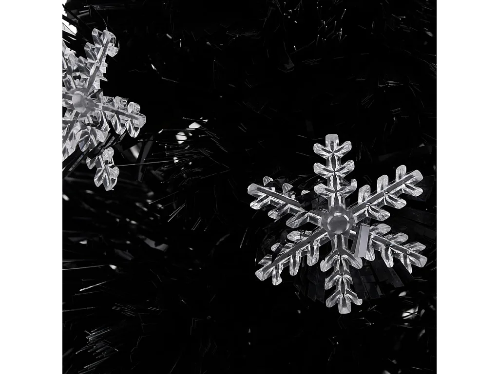Sapin de Noël et flocons de neige LED Noir 64 cm Fibre optique