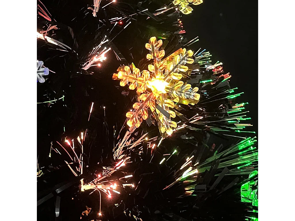 Sapin de Noël et flocons de neige LED Noir 64 cm Fibre optique