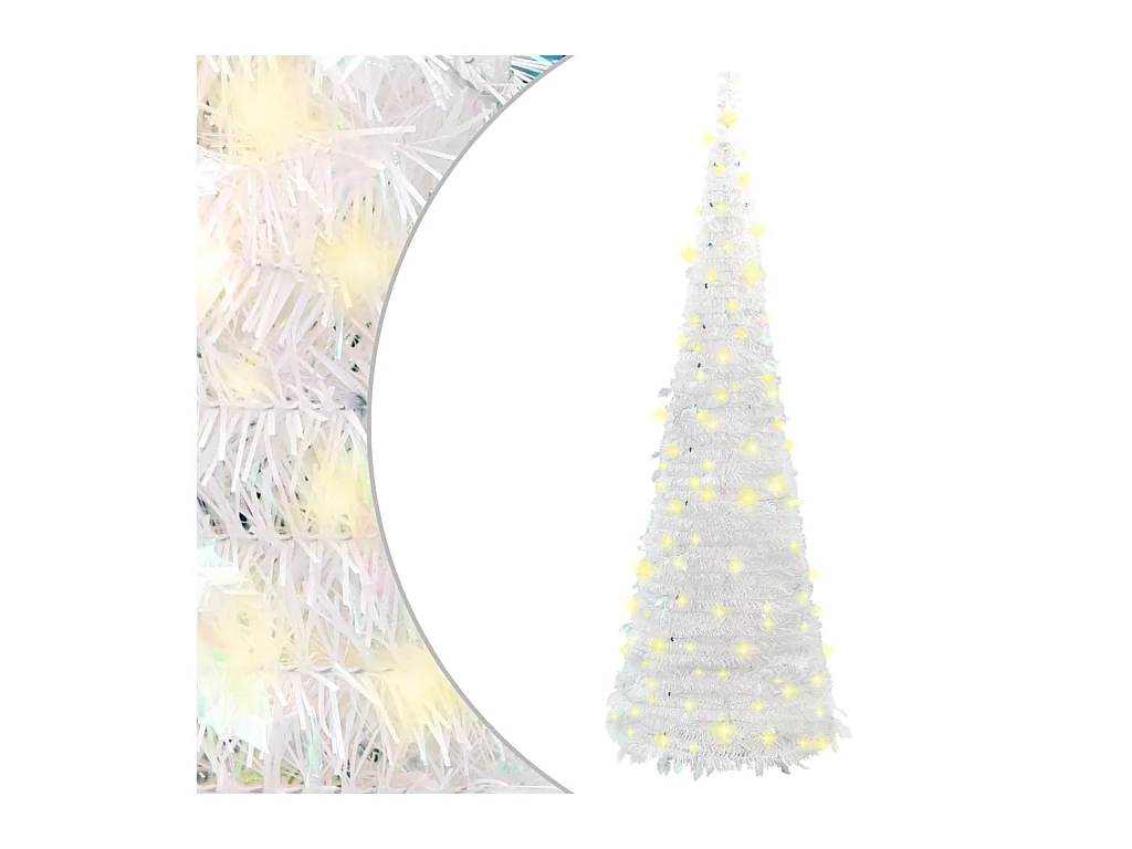 Árvore de Natal artificial pop-up c/ 100 luzes LED 150cm branco