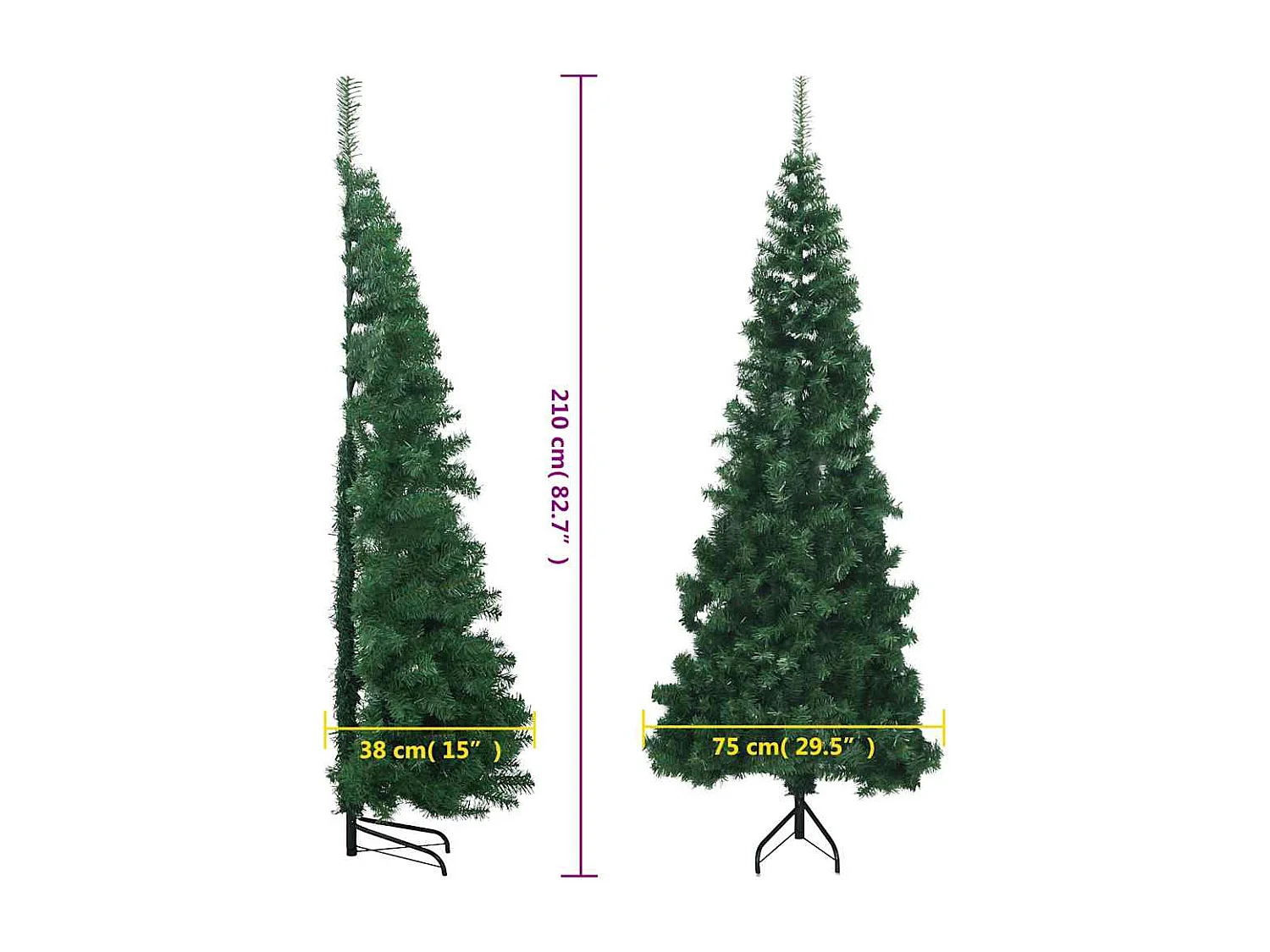 Sapin de Noël artificiel d'angle Vert 210 cm PVC