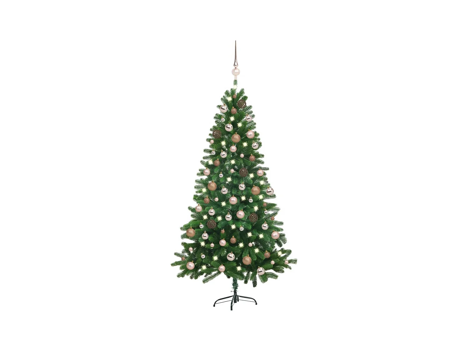 Kunstkerstboom met verlichting en kerstballen 150 cm groen