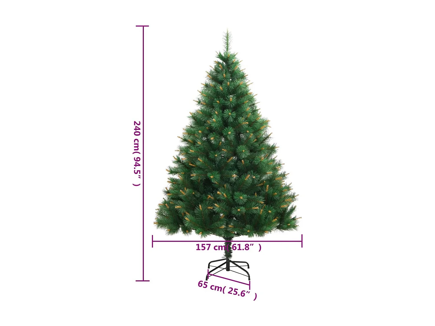 Sapin de Noël artificiel à charnières avec support 240 cm