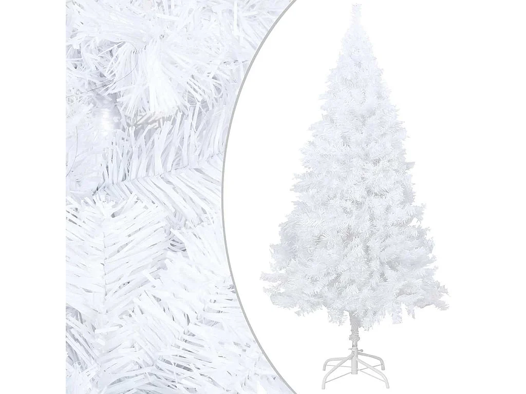 Arbre de Noël artificiel pré-éclairé et boules blanc 120 cm PVC