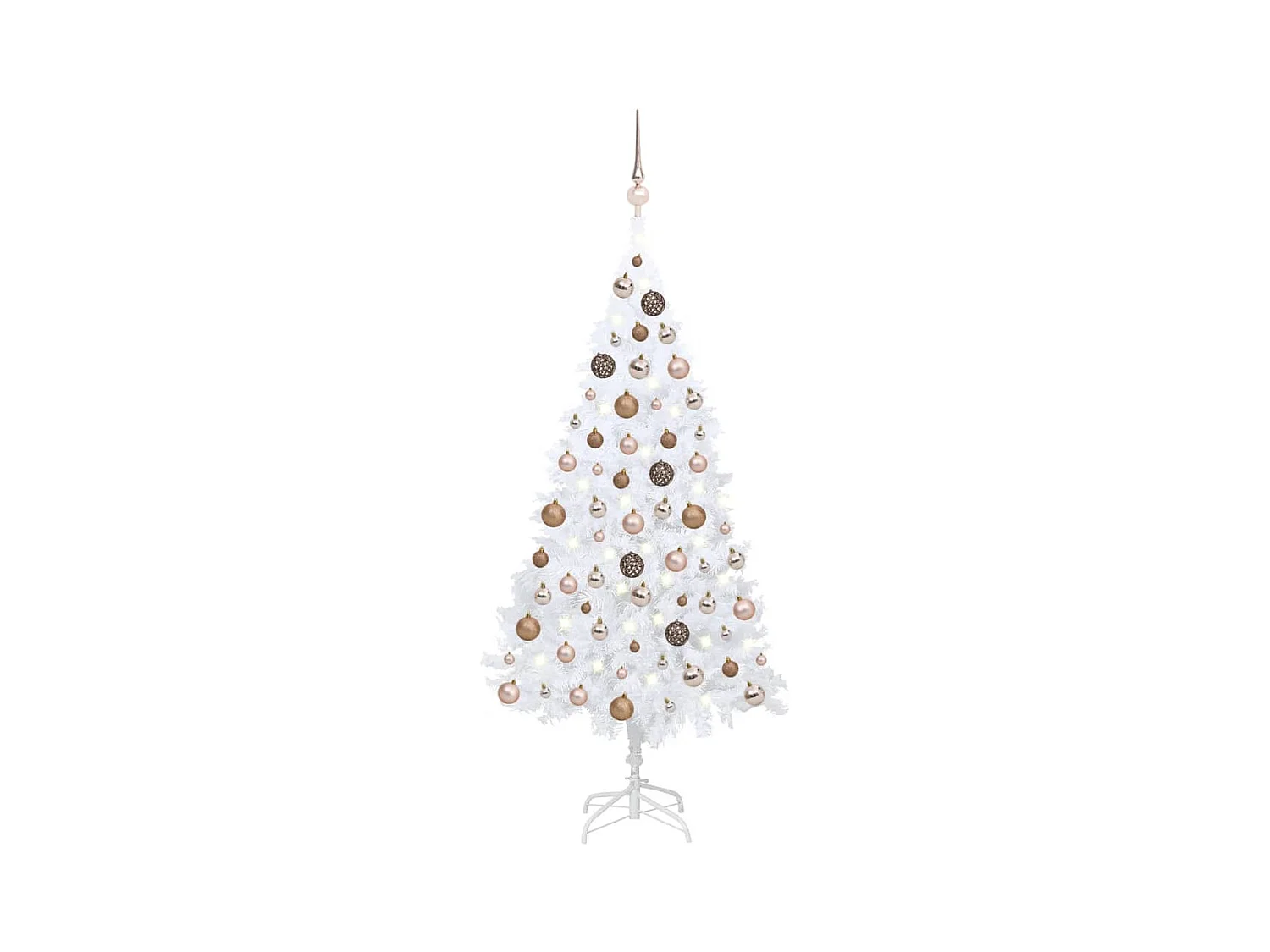 Kunstkerstboom met verlichting en kerstballen 120 cm PVC wit