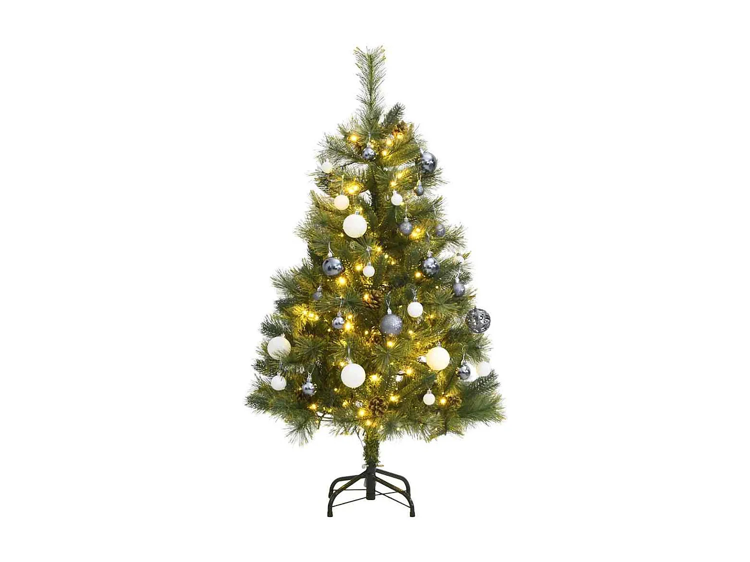 Sapin de Noël artificiel articulé 150 LED et boules 150 cm