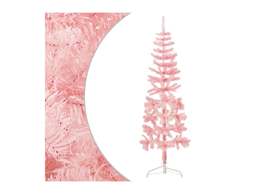 Demi sapin de Noël artificiel mince avec support Rose 180 cm