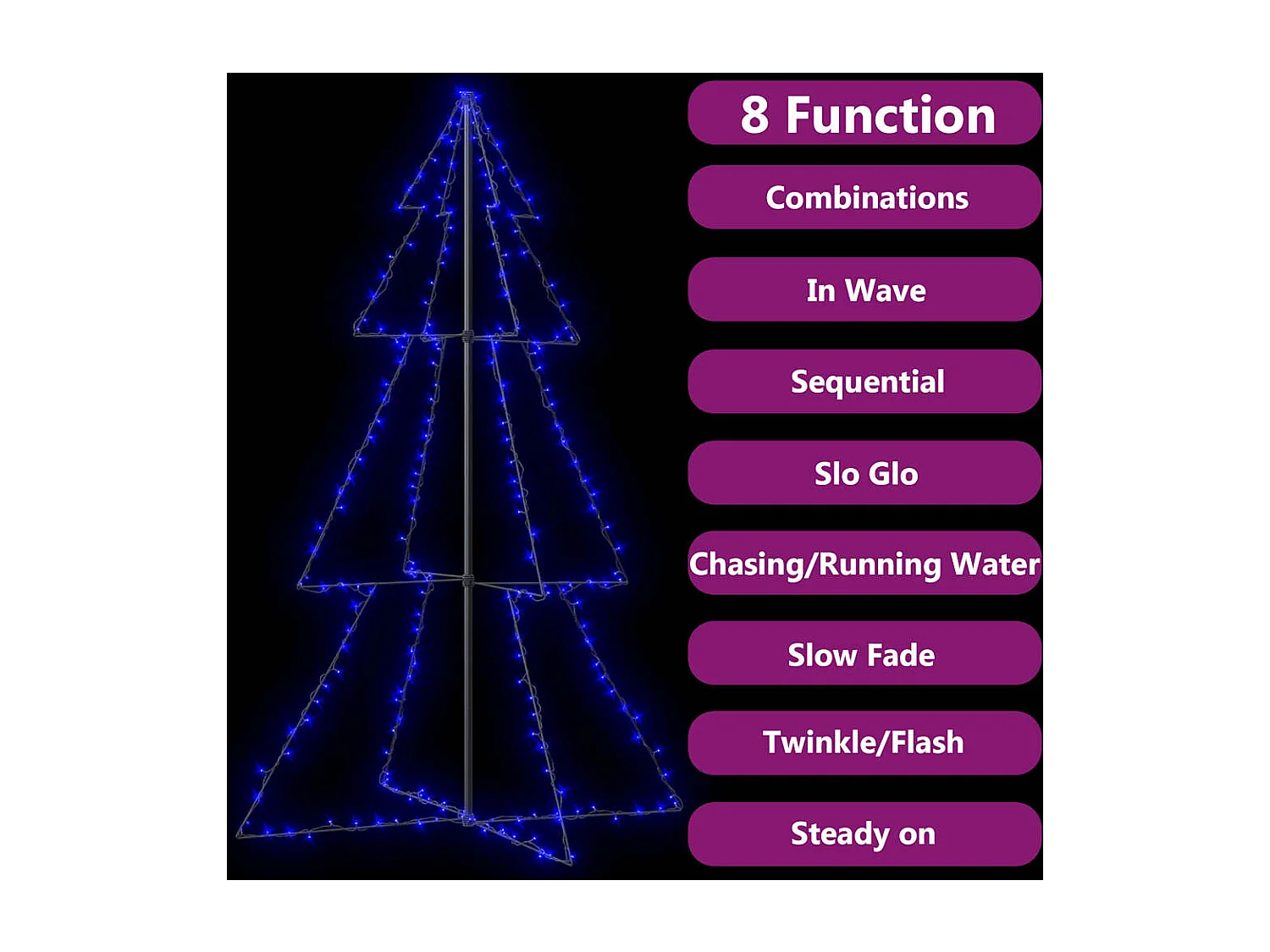 Kegelkerstboom 240 LED's binnen en buiten 118x150 cm