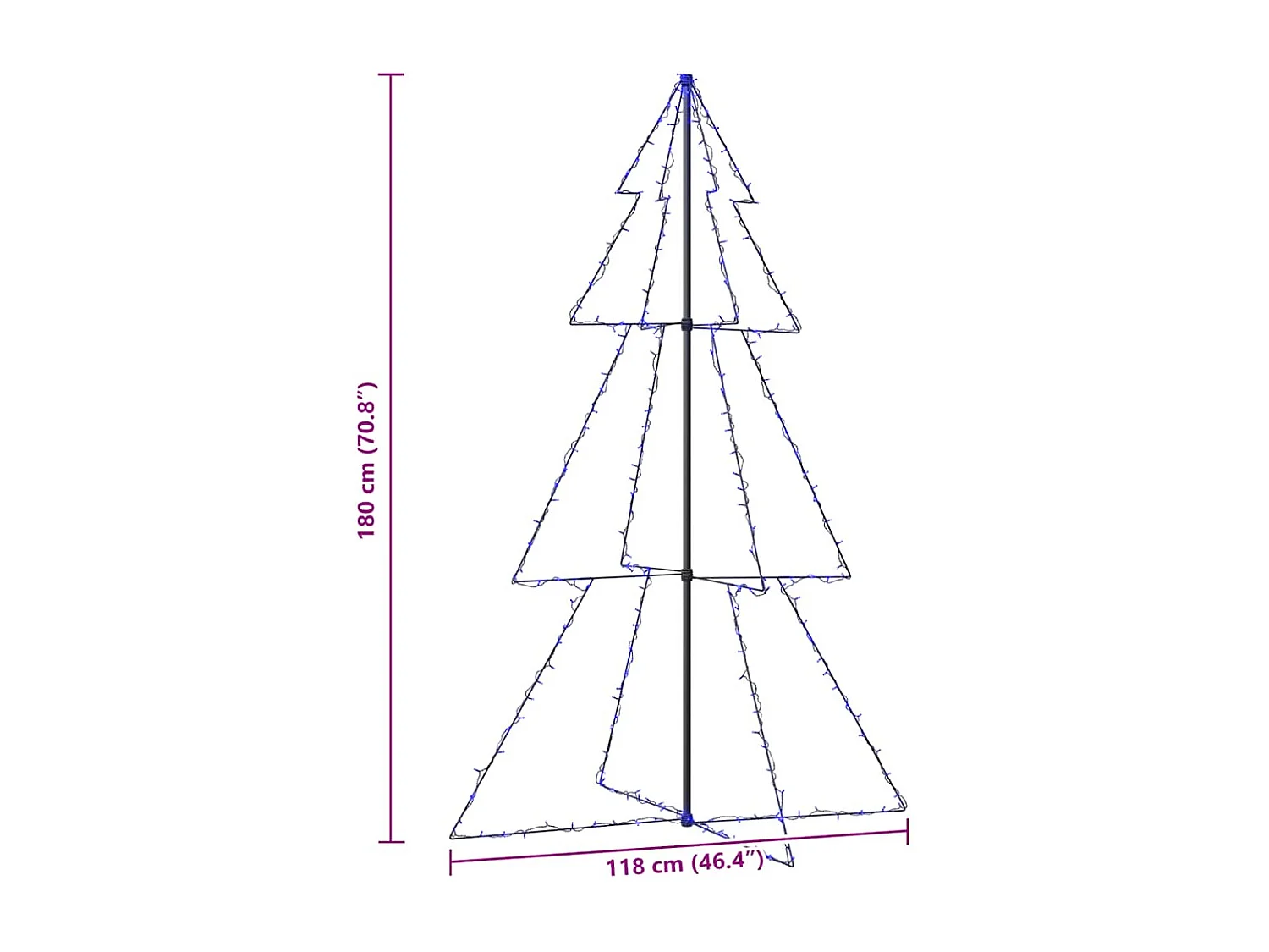 Kegelkerstboom 240 LED's binnen en buiten 118x150 cm