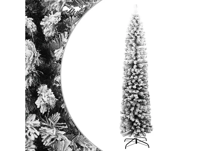 Sapin de Noël artificiel mince flocon de neige vert 210 cm PVC