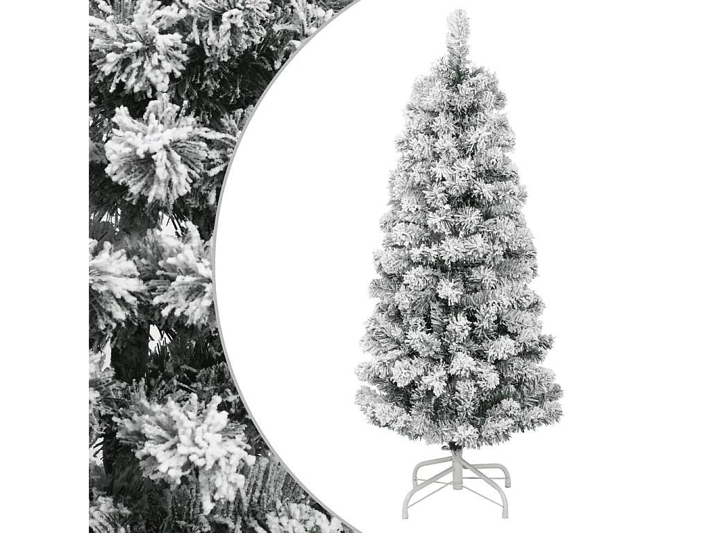 Árbol de Navidad artificial con bisagras y nieve flocada 120 cm