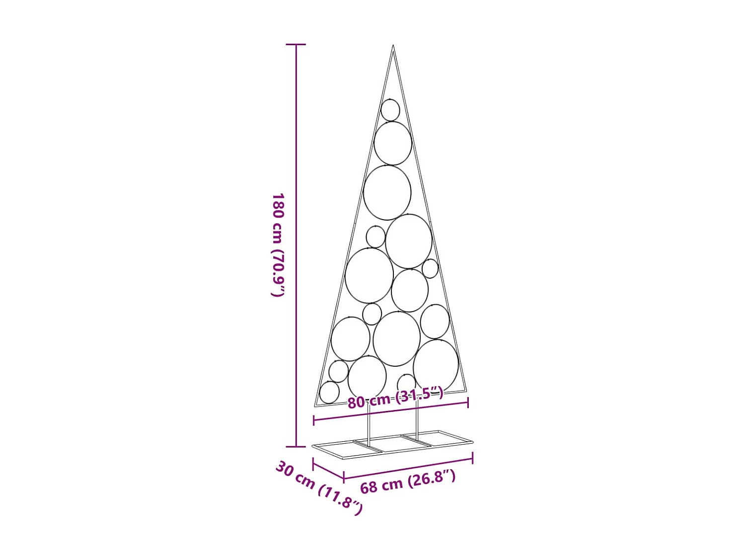 Arbre de Noël en métal pour décoration noir 180 cm
