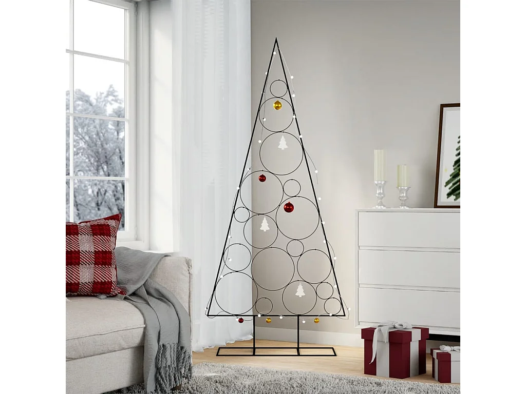 Kerstdecoratie kerstboom 180 cm metaal zwart