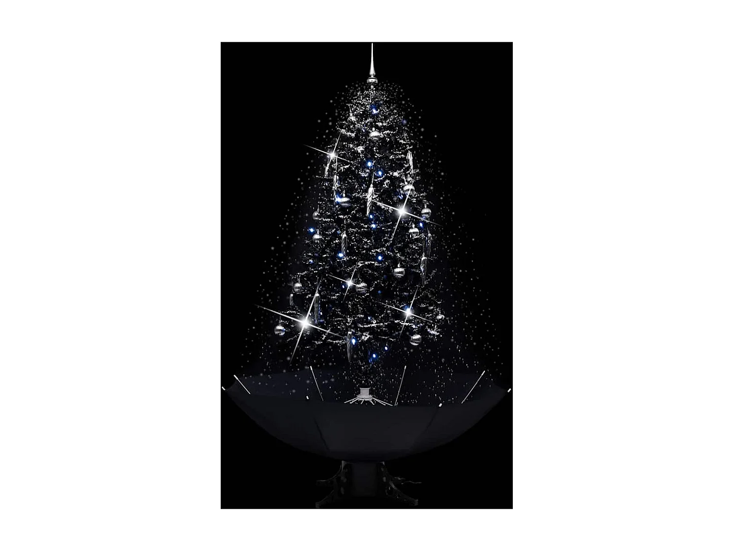 Arbre de Noël neigeux avec base de parapluie Noir 190 cm PVC