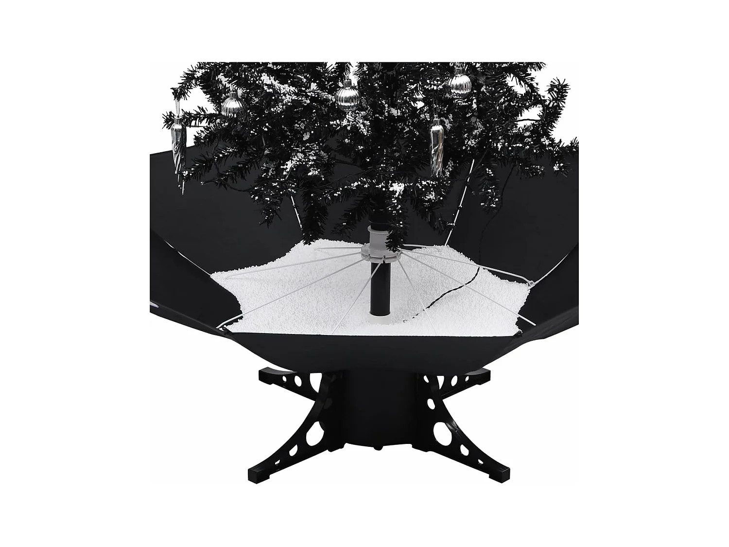 Árvore Natal c/ neve base formato guarda-chuva 190 cm PVC preto