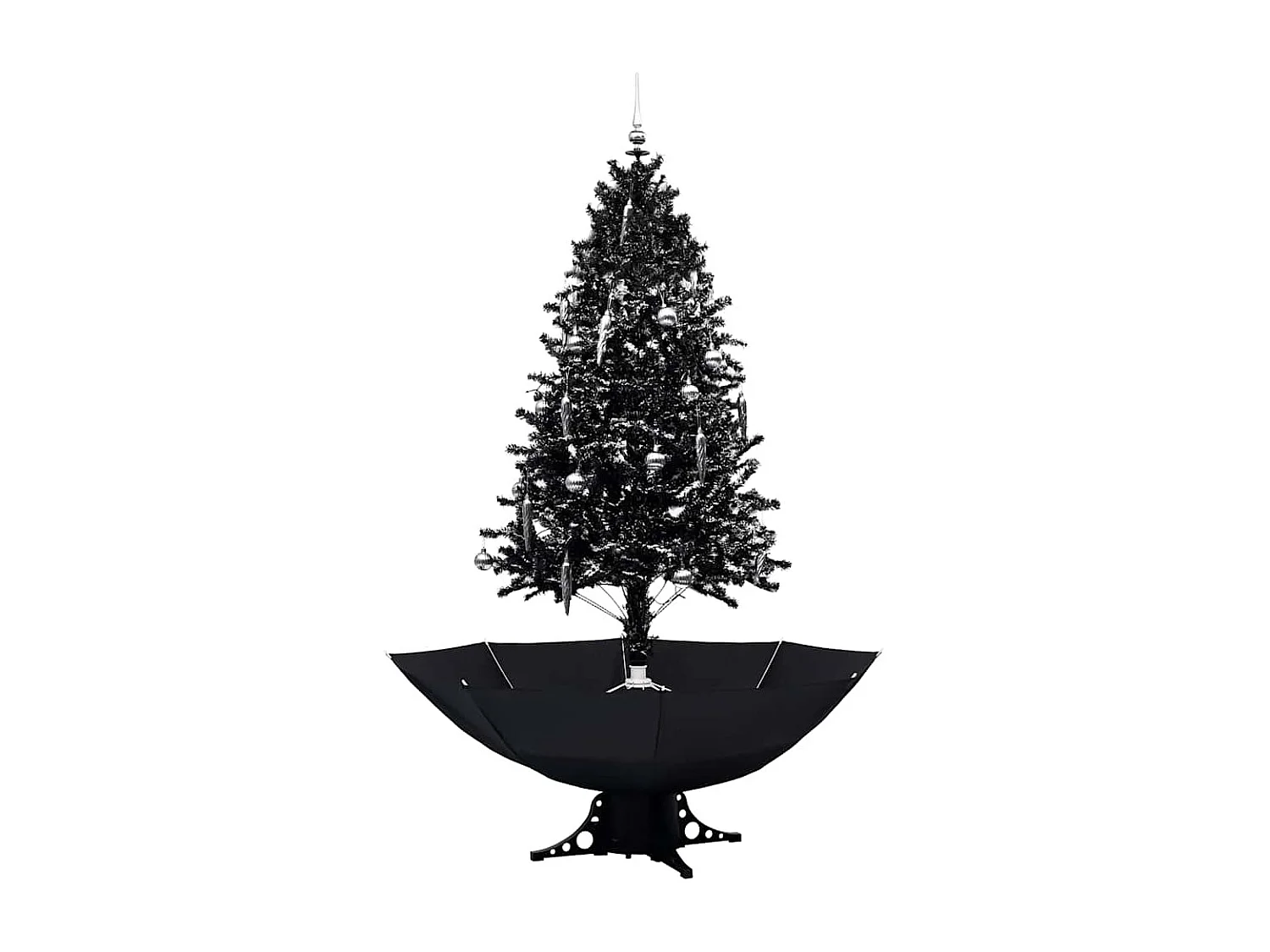 Arbre de Noël neigeux avec base de parapluie Noir 190 cm PVC