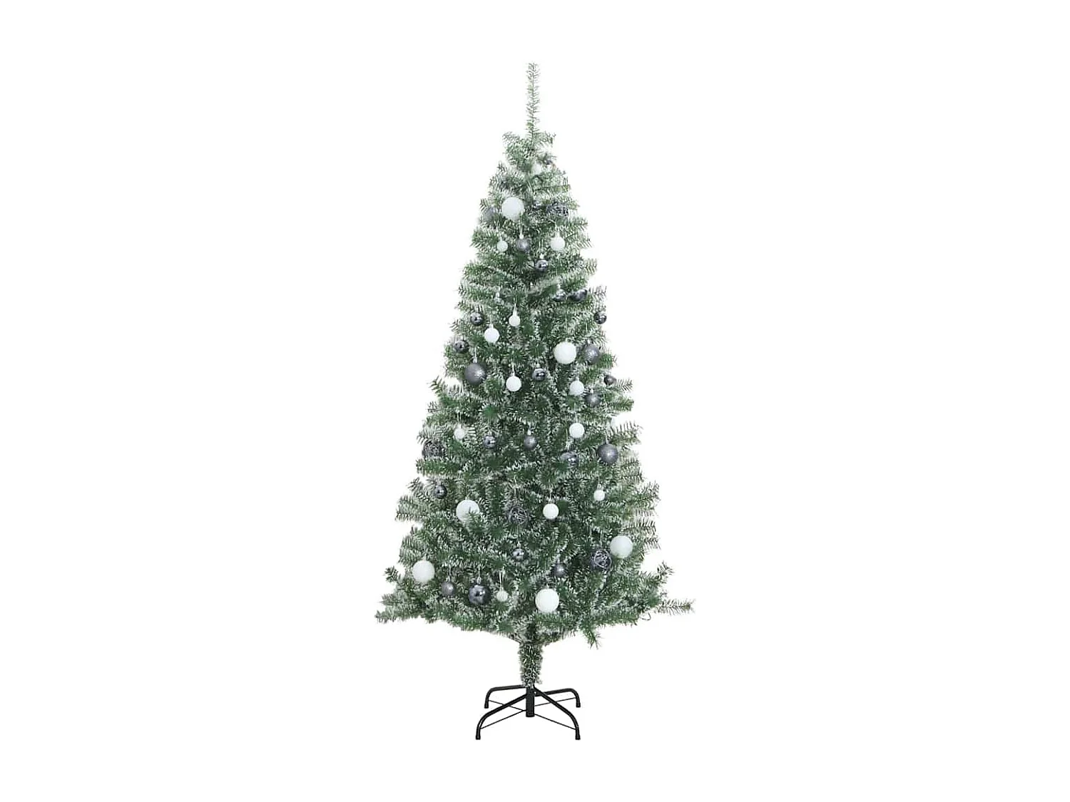 Sapin de Noël artificiel 300 LED&boules&neige floquée 210 cm