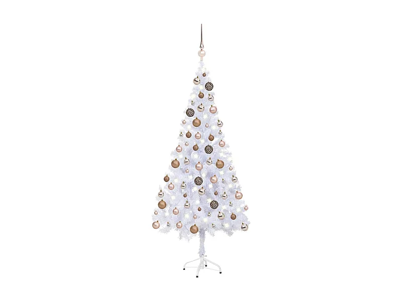 Árbol de Navidad artificial con luces y bolas 620 ramas 180 cm