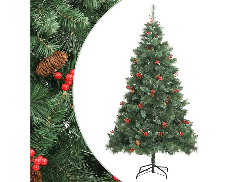 Árbol de Navidad artificial con piñas y bayas 240 cm