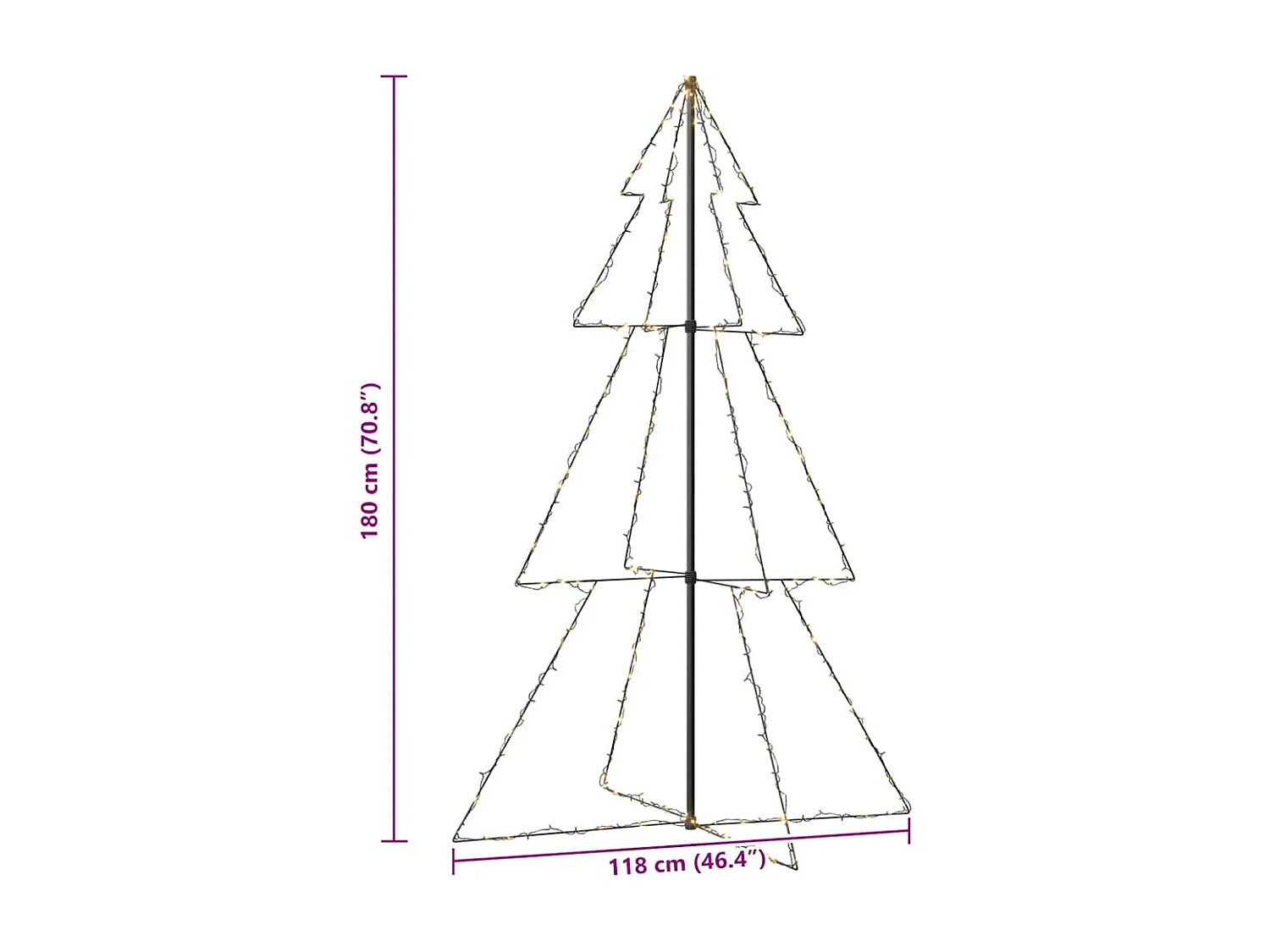 Kegelkerstboom 240 LED's binnen en buiten 118x150 cm