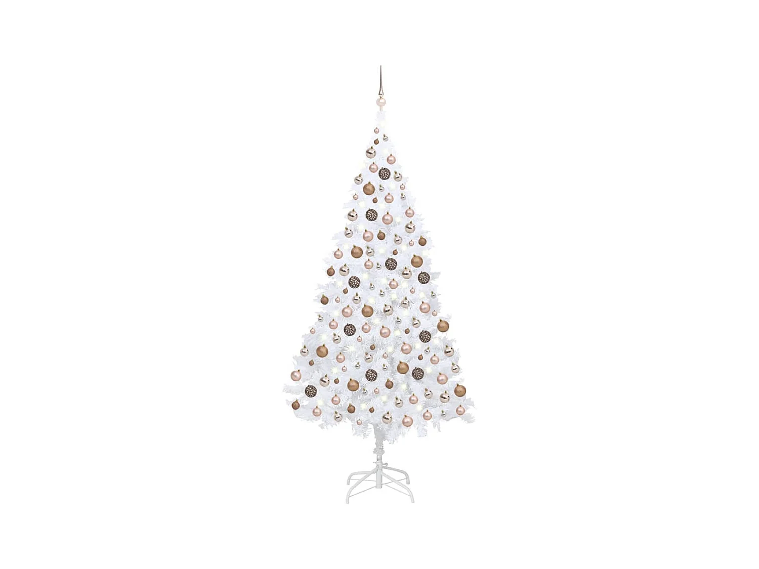Árbol de Navidad artificial con LEDs y bolas PVC blanco 240 cm