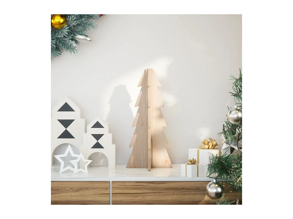 Arbre de Noël en bois pour décoration 49 cm bois massif de pin